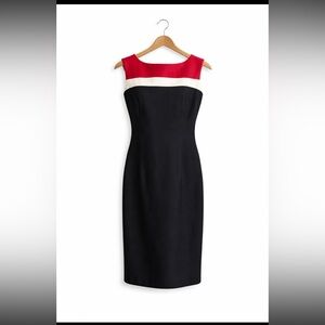 Elegant SILK Black and Red Sleeveless Dress S 6
